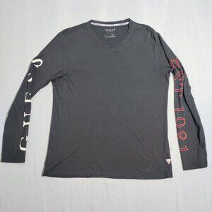 Guess long sleeve T-shirt men's size XL slim fit black with graphic design